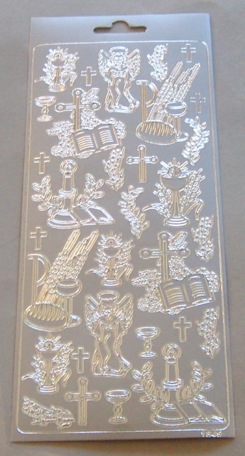 Stickerbogen 10 x 23 cm Ziersticker Kommunion / Konfirmation silber
