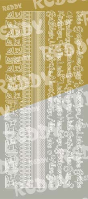 Reddy Kombisticker (Ränder, Texte, Ecken) Glückwünsche, allgemein, silber-silber