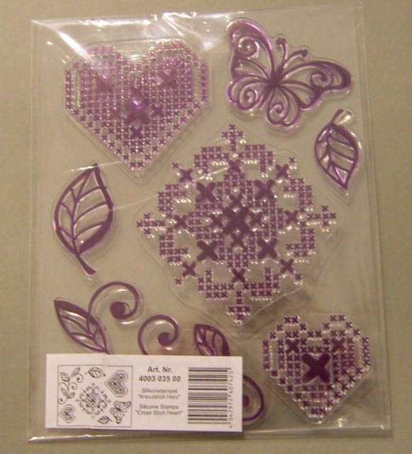 VIVA Decor Transparente Silikon-Stempel Kreuzstich Herz