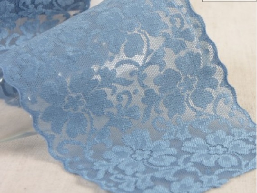 Elastische Spitze 10 cm breit pro Meter bleu-lavande