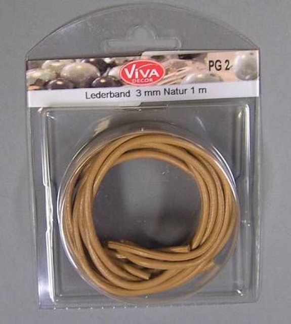 VIVA Lederband 1 Meter lang 2 Stück Natur 3 mm
