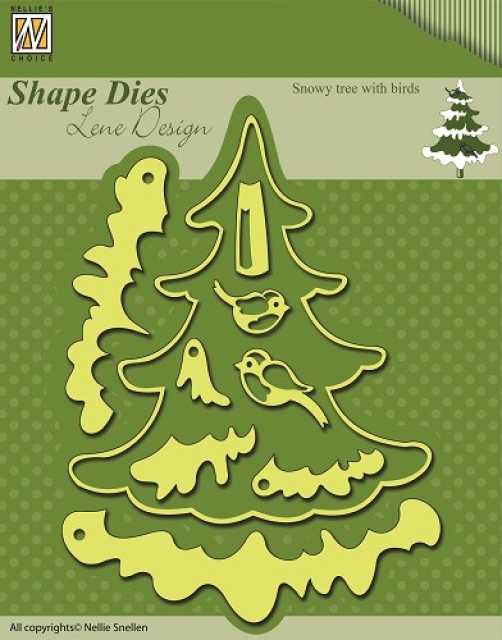 Shape Die Lene Design Snowy tree with birds