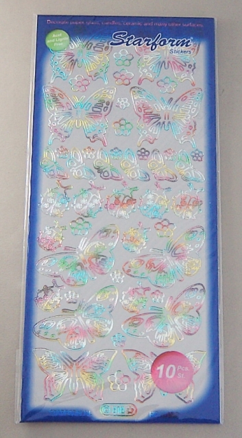 Stickerbogen 10 x 23 cm Marienkäfer und Schmetterlinge silber multicolor