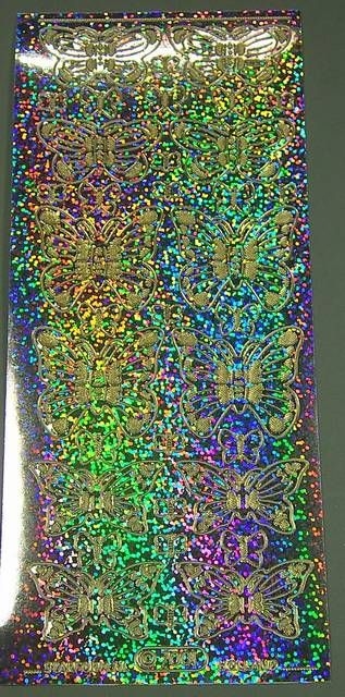 Stickerbogen 10 x 23 cm holografisch kleine Schmetterlinge
