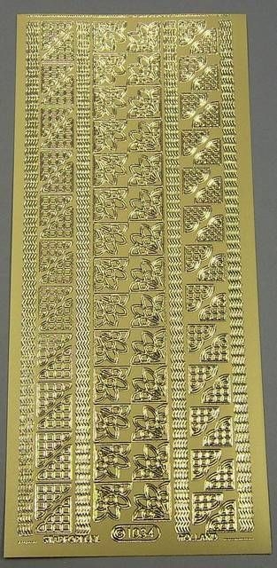 Stickerbogen 10 x 23 cm Rand und Ecken gold