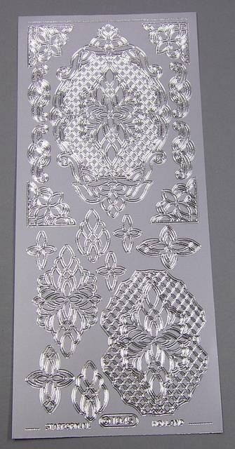 Stickerbogen 10 x 23 cm Ornamente silber