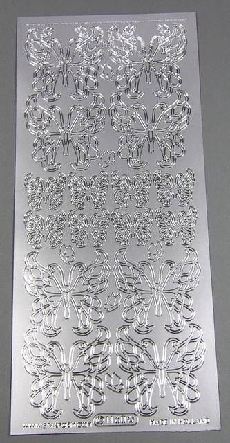 Stickerbogen 10 x 23 cm Schmetterlinge silber