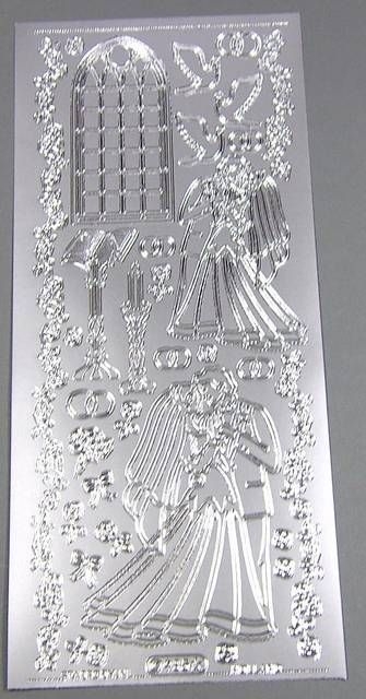 Stickerbogen 10 x 23 cm Heiraten Kirche silber
