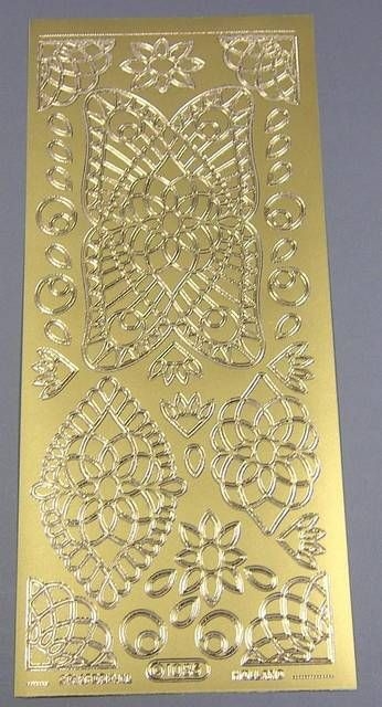 Stickerbogen 10 x 23 cm Aufkleber Blumen gold