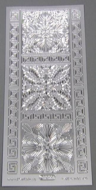 Stickerbogen 10 x 23 cm Figuren im Viereck silber