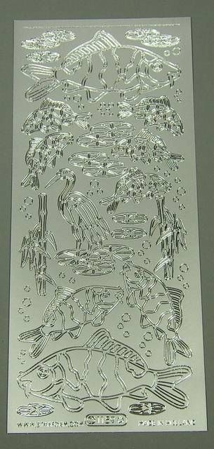 Stickerbogen 10 x 23 cm Koi-Karpfen silber