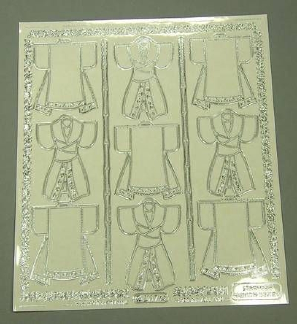 Stickerbogen Jumbo-Grösse Kimono transparent silber