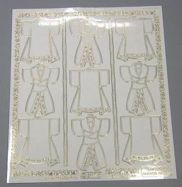Stickerbogen Jumbo-Grösse Kimono transparent silber