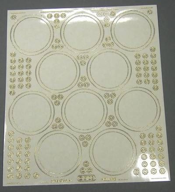 Stickerbogen Jumbo-Grösse Kreise transparent gold