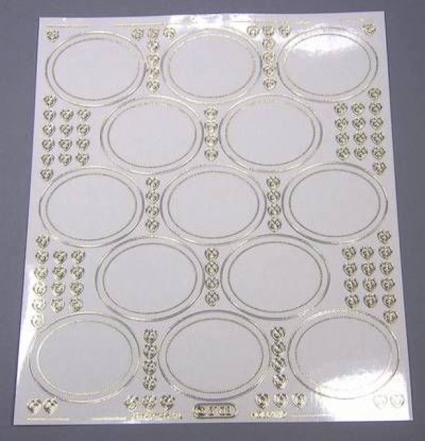 Stickerbogen Jumbo-Grösse Ovale transparent gold