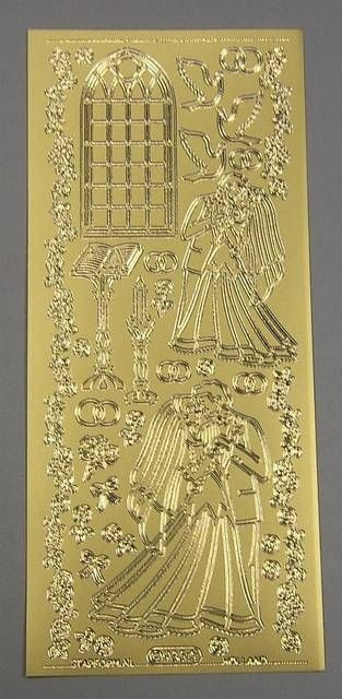 Stickerbogen 10 x 23 cm Heiraten in Kirche gold
