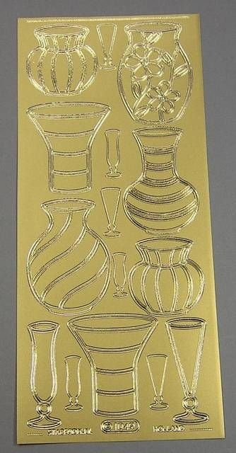Stickerbogen 10 x 23 cm Vase gold