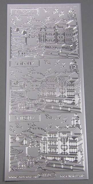 Stickerbogen 10 x 23 cm St. Tropez silber