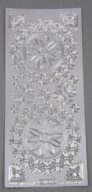 Stickerbogen 10 x 23 cm Blumenkreis silber