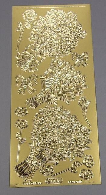 Stickerbogen 10 x 23 cm Blumenstrauss gold