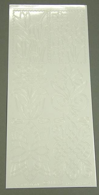 Stickerbogen 10 x 23 cm große Blumen weiss