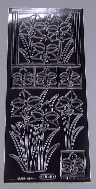 Stickerbogen 10 x 23 cm Narzisse schwarz