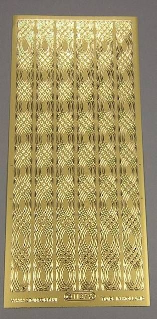 Stickerbogen 10 x 23 cm Wellen auf Linien gold