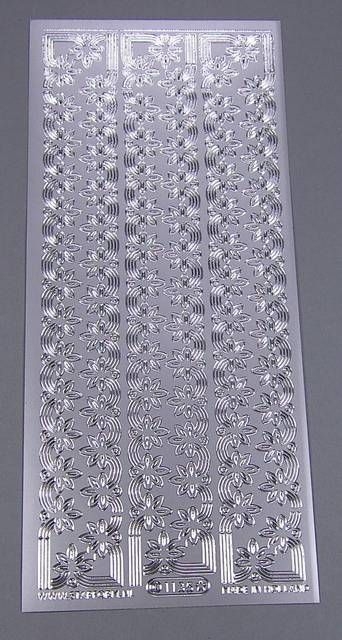Stickerbogen 10 x 23 cm Girlanden Ränder silber
