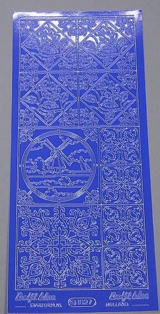 Stickerbogen 10 x 23 cm Ziegel Mühle blau