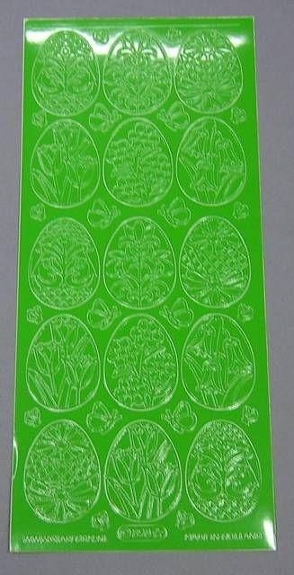 Stickerbogen 10 x 23 cm 15 Ostereier grün