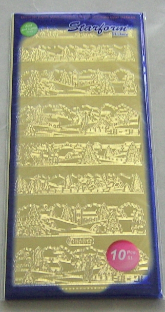 Le Suh Stickerbogen 10 x 23 cm Winterlandschaft gold