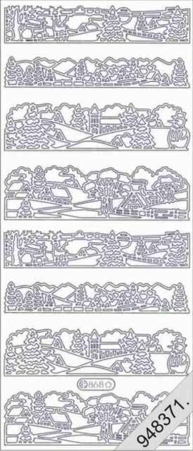 Le Suh Stickerbogen 10 x 23 cm Winterlandschaft gold