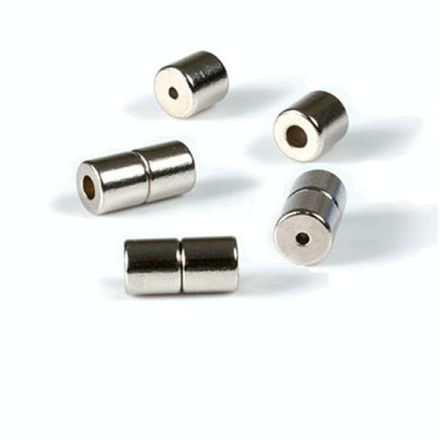 VIVA Magnetverschluß silber zylindrisch ohne Haken 3 Stück 0,5 x 1,8 mm