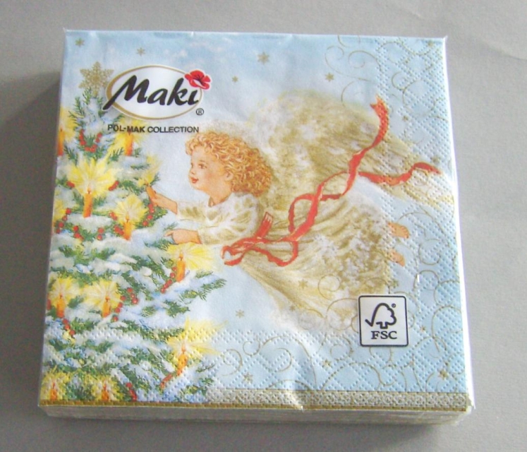 Serviette Cocktail Weihnachtsengel hellblau gold