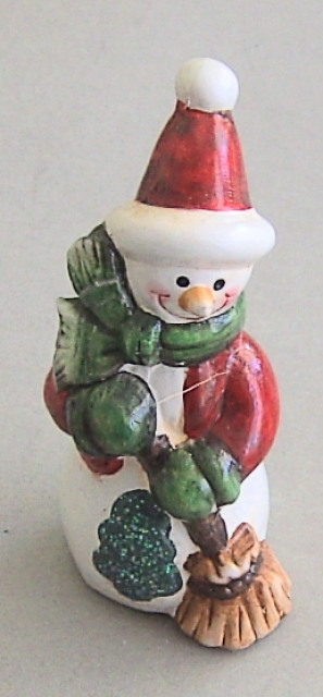 Figur Schneemann 9 cm mit Besen
