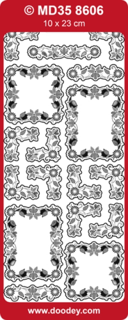 MD Sticker transparent Rahmen, Ecken, Blumen gold