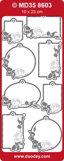 MD Sticker transparent Labels Rosen mit Loch gold
