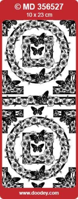 MD Sticker transparent Blumen mit Schmetterlingen gold