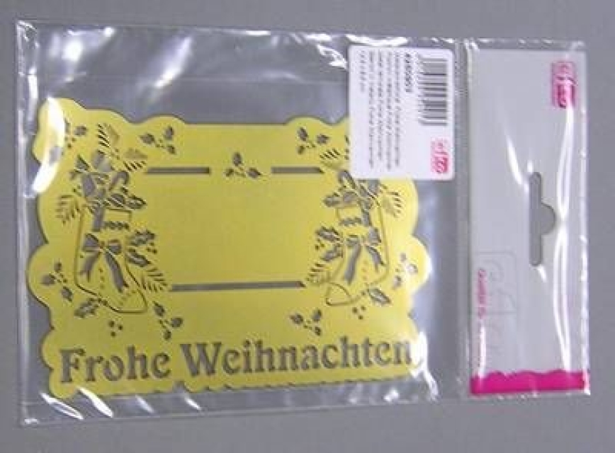 Metallschablone 14,5 cm x 9,5 cm Frohe Weihnachten