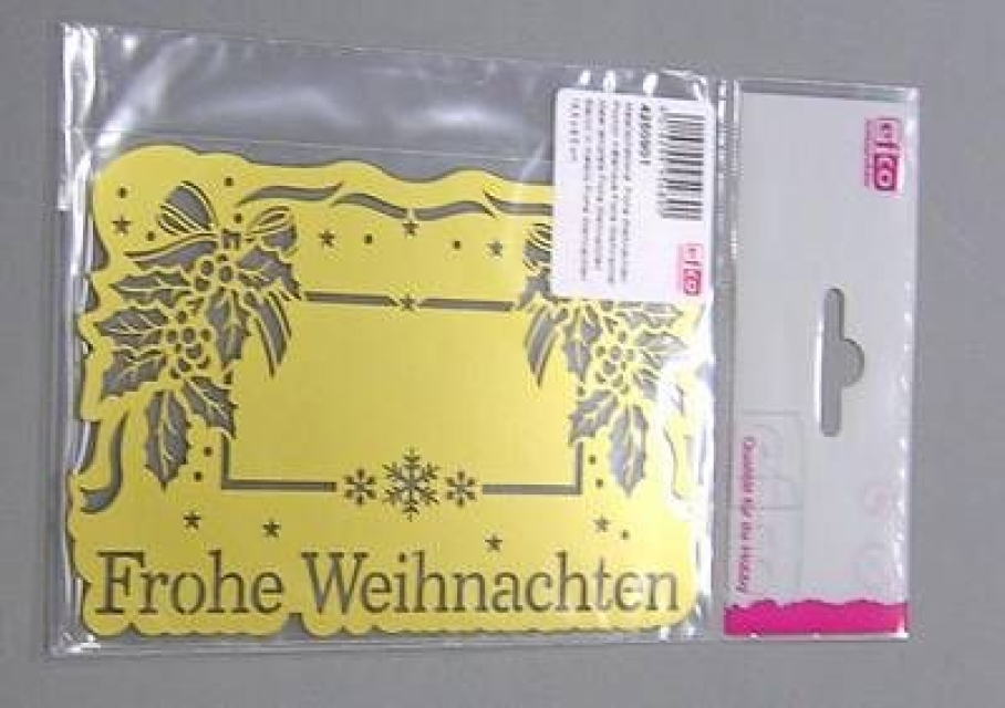 Metallschablone 14,5 cm x 9,5 cm Frohe Weihnachten