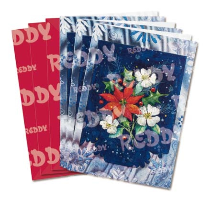 Reddy Cards Metallgravur Doppelkarte Motiv Weihnachtsstern und Christrose