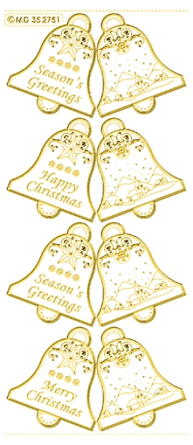 MD Sticker transparent Minicard Stickers gold Glocken