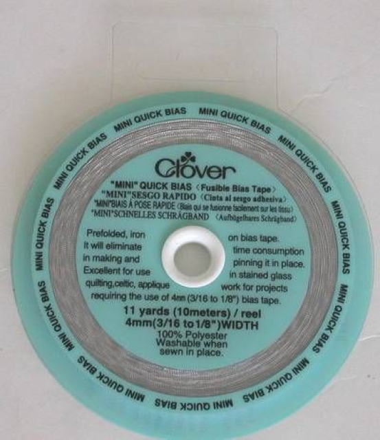 CLOVER Aufbügelbares / Schnelles Schrägband 4 mm silber
