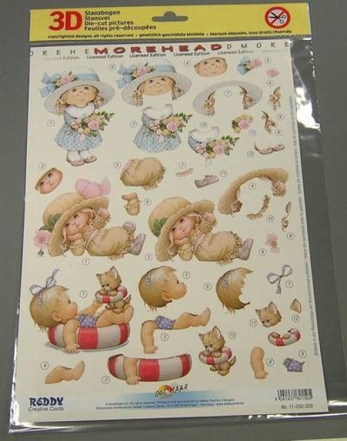3D Stanzbogen Moreheads mit Hüten, Sommerkinder