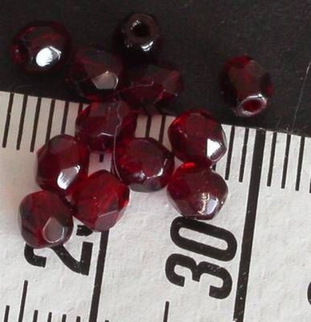 Glasfacettperlen 4 mm Dose mit 100 Stück granat