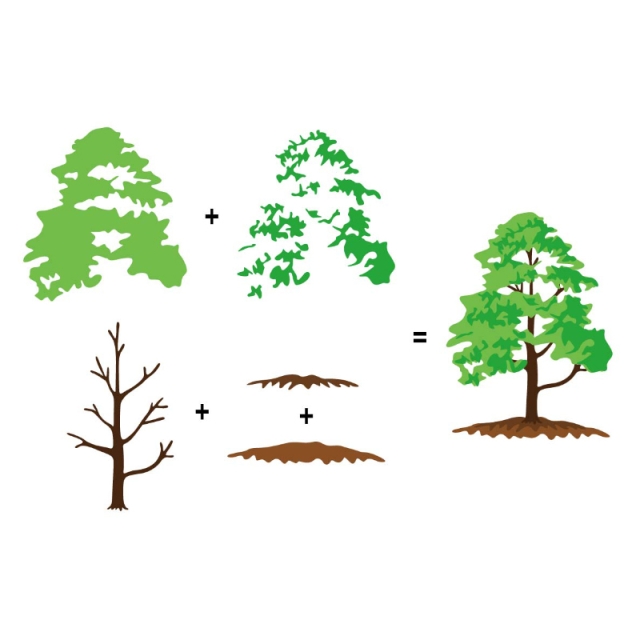 Crafts Too 3D Clearstamp Set Multi Layer Layer Tree
