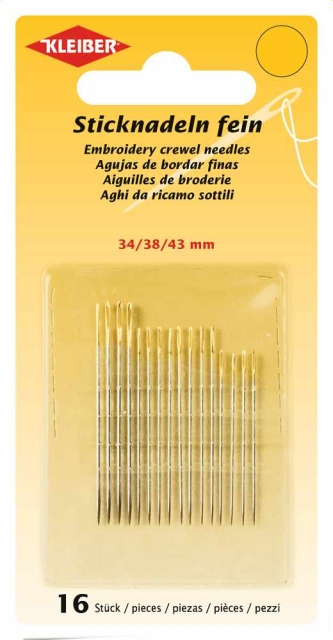 Sticknadeln fein 34, 39, 42 mm 16 Stück
