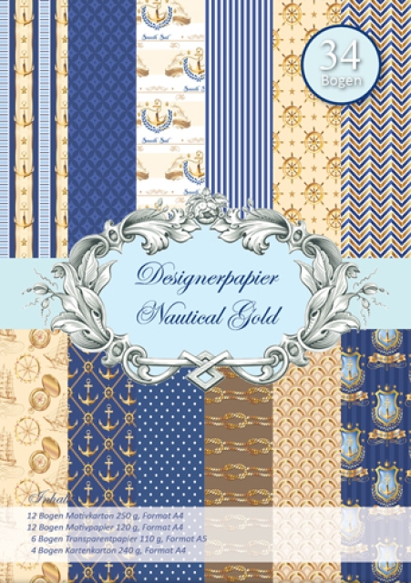 Reddy Cards Designerpapierset Nautical Gold