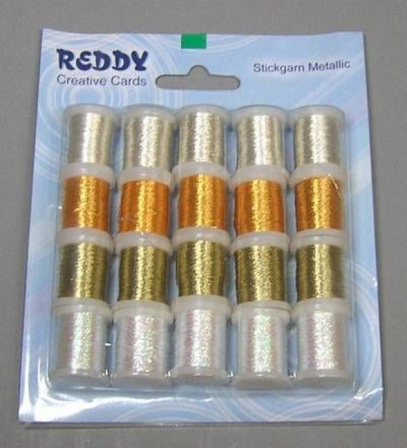 Feine Stickgarn Metallicfarben 4 Farben, 20 Spulen