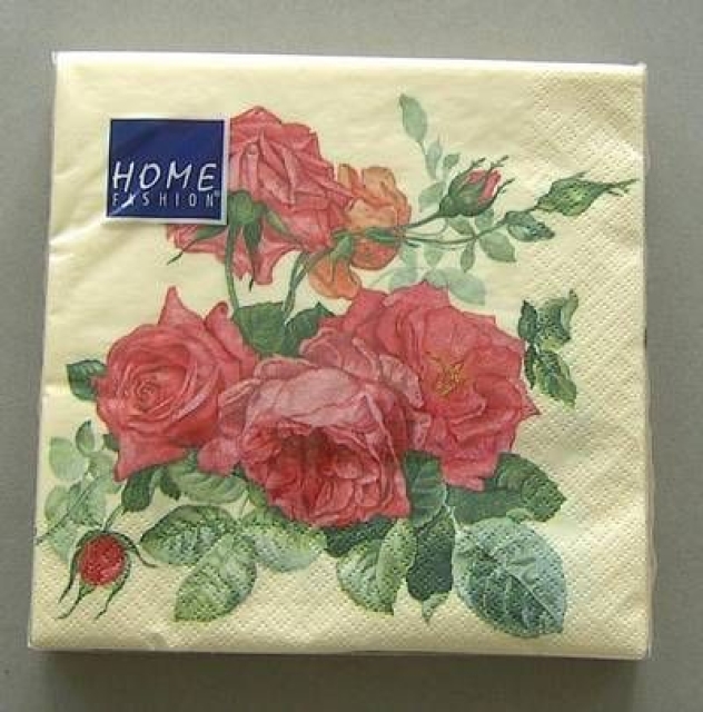 Serviette Rosen rot je Stück